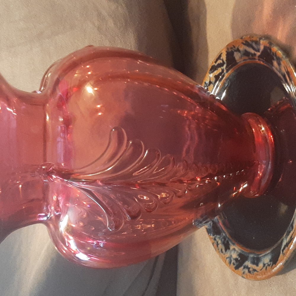 Large Cranberry FENTON feather vase